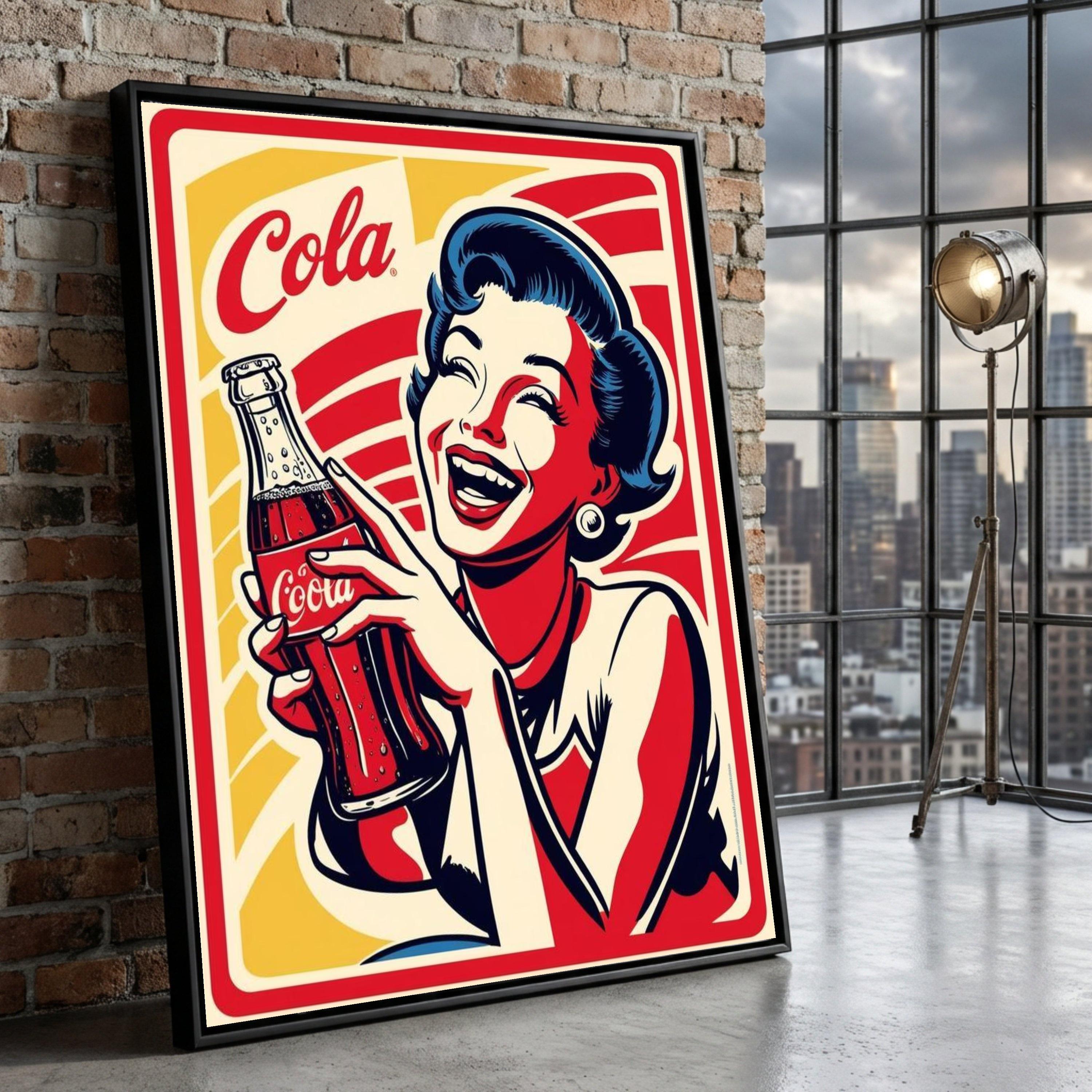 Retro Coca Cola Canvas Print, Vintage Pop Art Kitchen Decor - Etsy