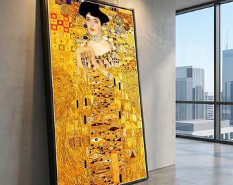Gustav Klimt Golden Lady Portrait, Abstract Canvas Wall Art