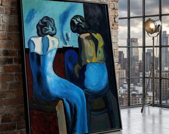 Picasso Blue Period Canvas Print, Abstract Figurative Art, Modern Home Decor