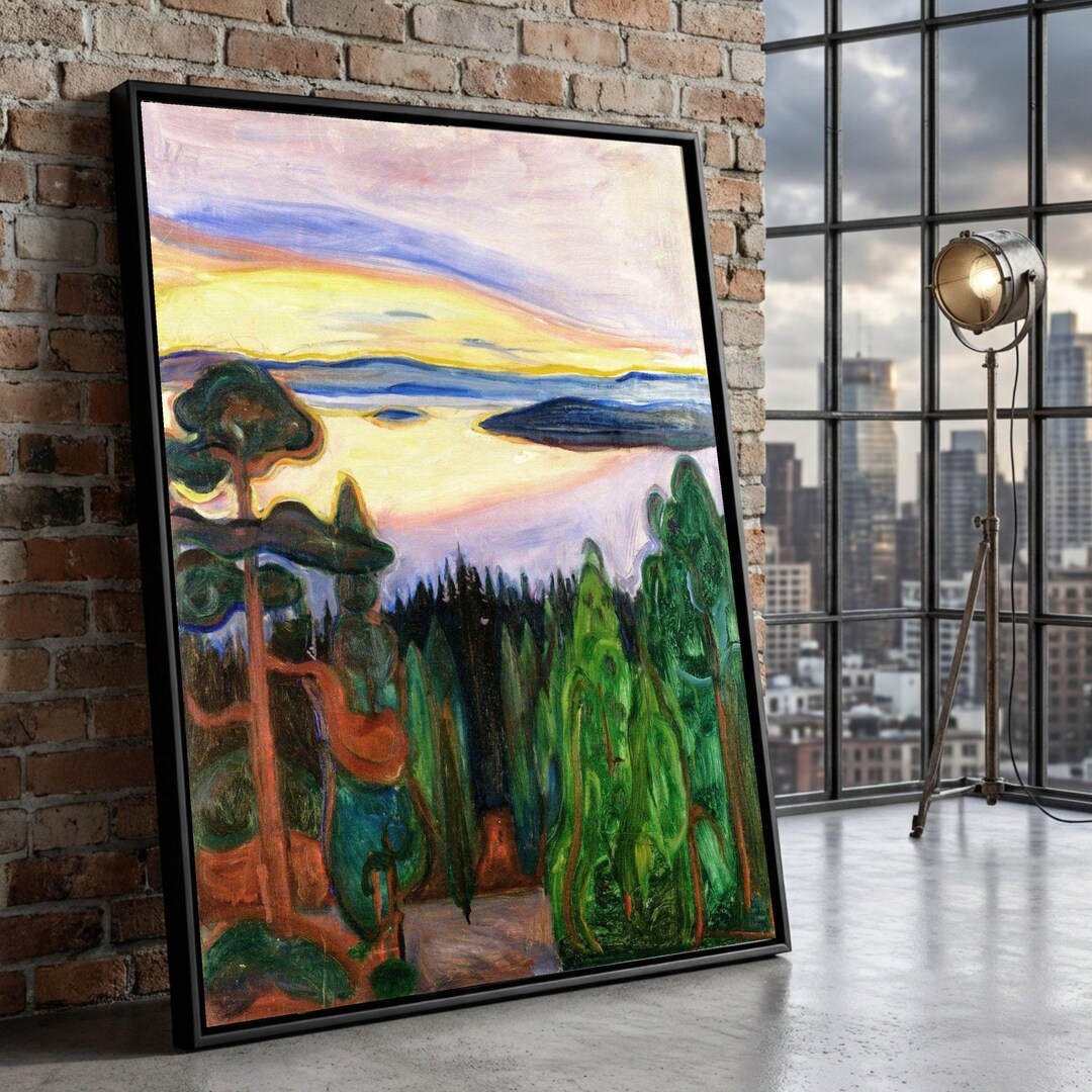 Edvard Munch Forest Sunset Canvas Print, Expressionist Landscape Wall ...