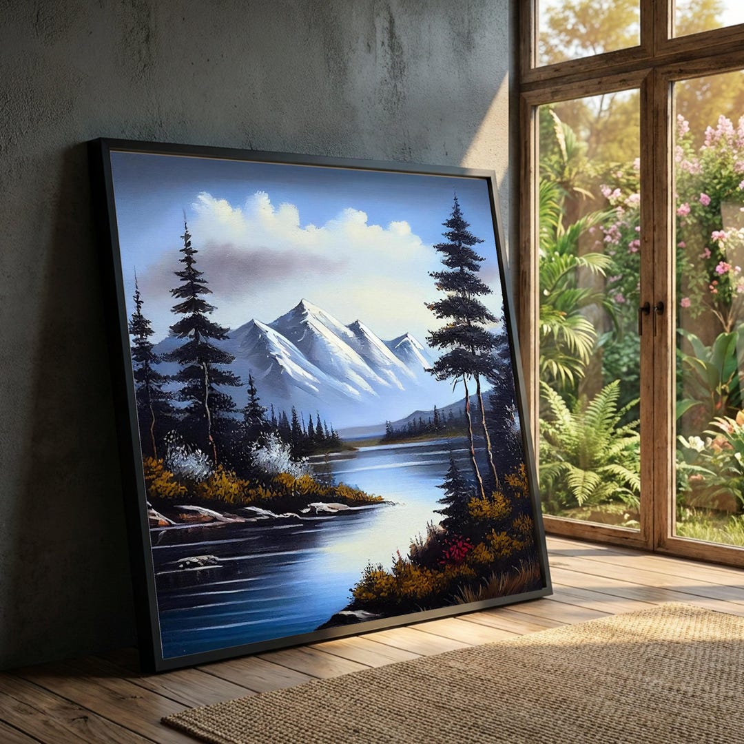 Mountain Lake Canvas Print, Snowy Peaks, Pine Trees, Nature Wall Art - Etsy