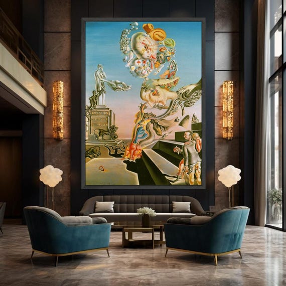 Impresión surrealista en lienzo de Salvador Dalí, arte abstracto