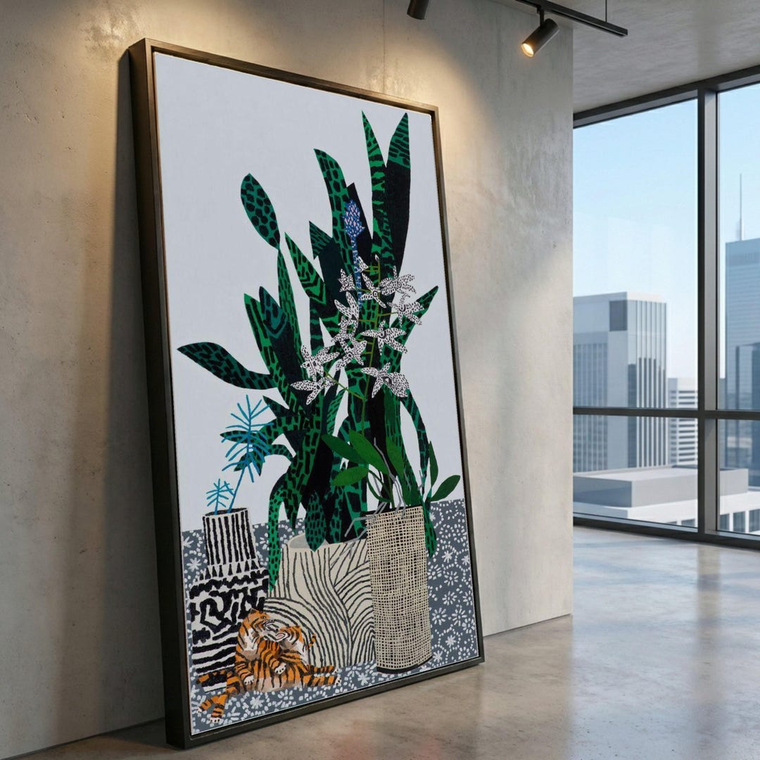 Abstract Botanical Canvas, Modern Plant Art Wall Decor, Jonas Wood ...