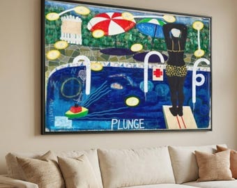 Kerry James Marshall Canvastavla med poolmotiv, samtida urban konst