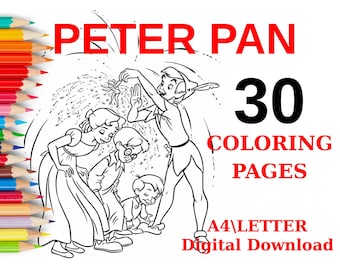Tinker Bell and Peter Pan Children's Coloring Book PDF,Printable Coloring Pages PDF, Cartoon Characters PDF,Downloadable for Girls and Boys.