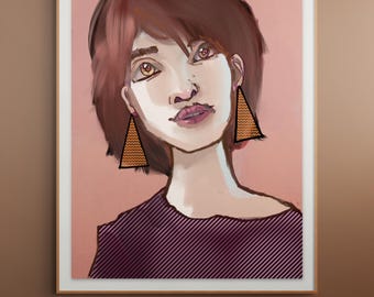 Lámina con retrato de Golden Eyes – Arte mural de moda contemporánea (descarga digital) A2