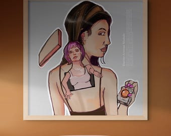 Lámina de arte de ciencia ficción del módulo Ejectio Animae, arte mural de anime cyberpunk, póster digital de ilustración de thriller psicológico surrealista, AEM-9