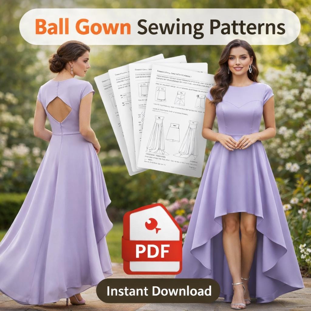 High-low Ball Gown Sewing Pattern | Elegant Evening Dress Digital ...