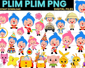 Plim Plim PNG Clipart Bundle, Birthday Party Decor (Digital Download)