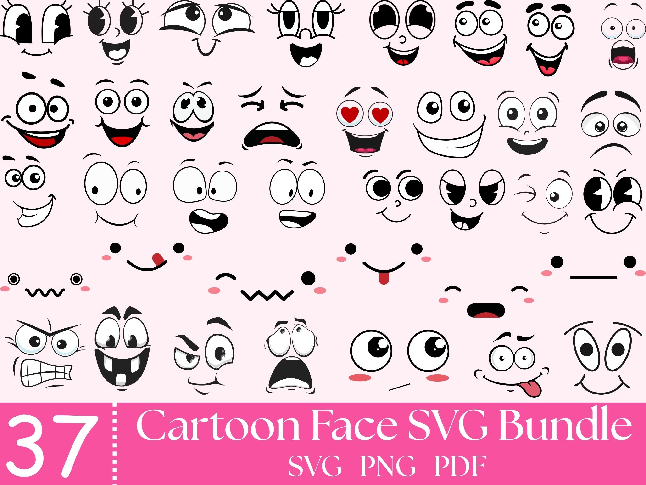 Cartoon Face SVG Bundle: Cricut & Silhouette Cut Files Digital Download ...