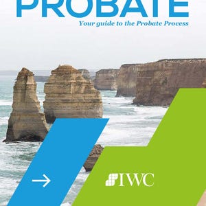 Puede incluir: Portada de libro con el título "Understanding PROBATE" en azul. Debajo, el texto "Your guide to the Probate Process". El fondo muestra un paisaje costero con formaciones rocosas y el mar.