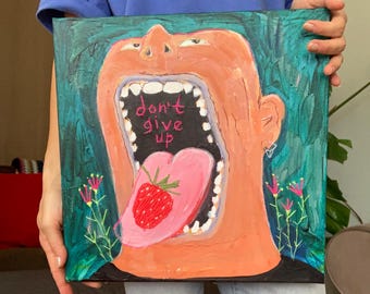 Original Canvas Painting | Expressive Pop Surreal Portrait, Bold Wall Art