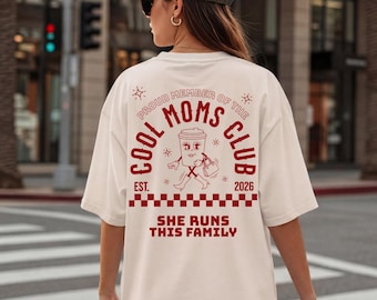 Cool Moms Club rolig t-shirt, present till mamma, mors dag-t-shirt, för coola mammor, en rolig mors dag-present, till mors dag - överdimensionerad