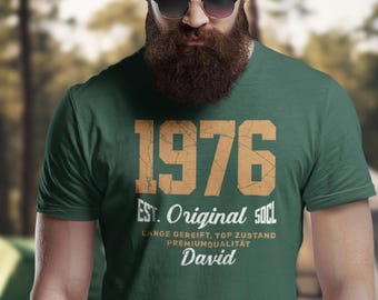 Camiseta de regalo para el 50 cumpleaños con nombre personalizado. Camiseta para niño, hijo, amigo, hermano. Idea de regalo para el cumpleaños de un hombre. Est. 1976.