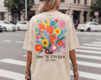 T-shirt personnalisé pour maman avec les noms et années de naissance des enfants - T-shirt du club des mamans cool pour la fête des mères - Cadeau pour maman - Cadeau pour l'anniversaire de maman