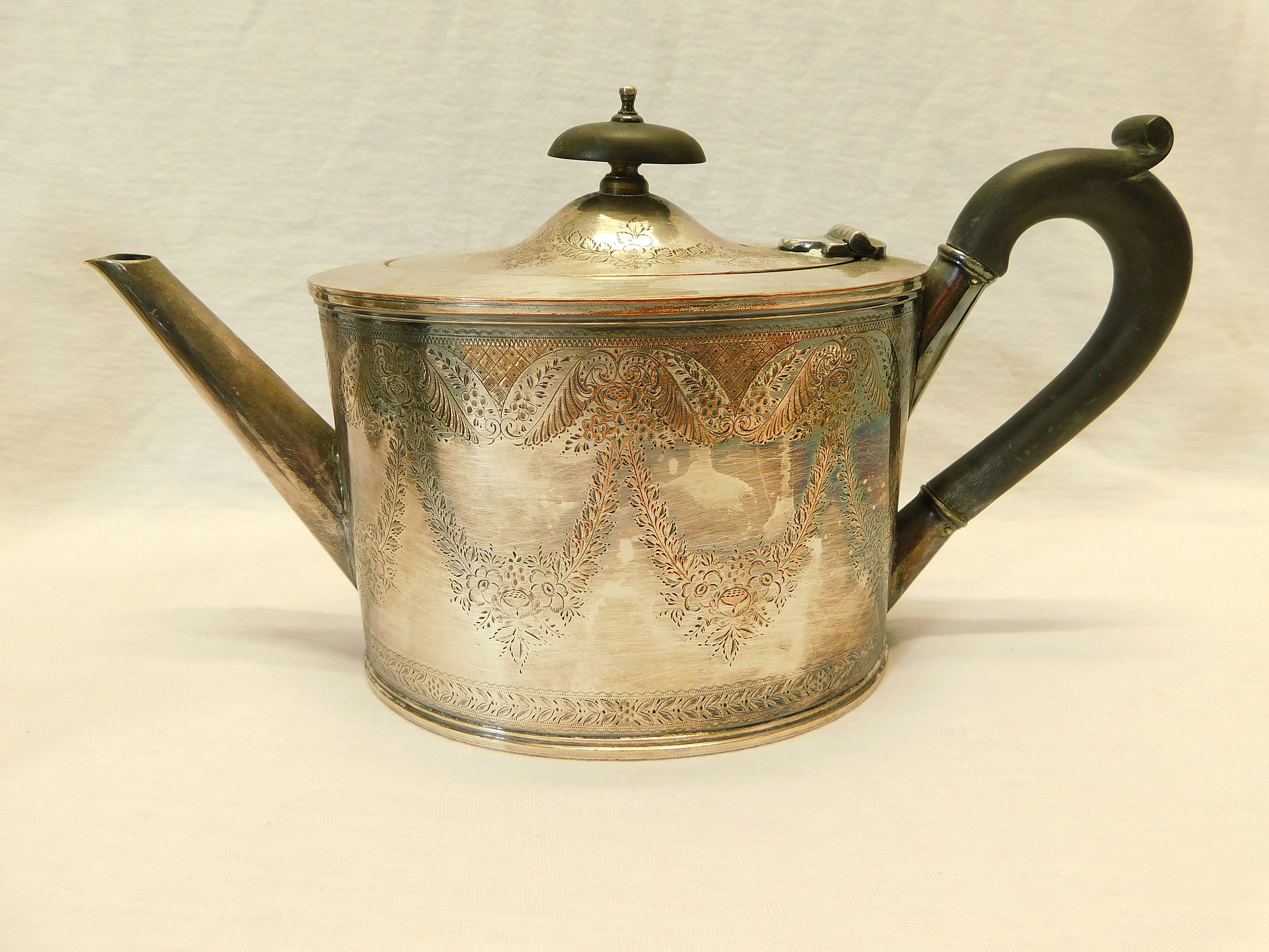 Antique Barker Ellis Silver Plated Tea Coffee Set: Etched Floral