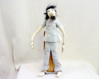 Original art doll soft sculpture, Death Row Inmate, Lost Souls