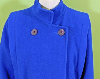 Vintage Blue Long Wool Coat, Forecasters of Boston