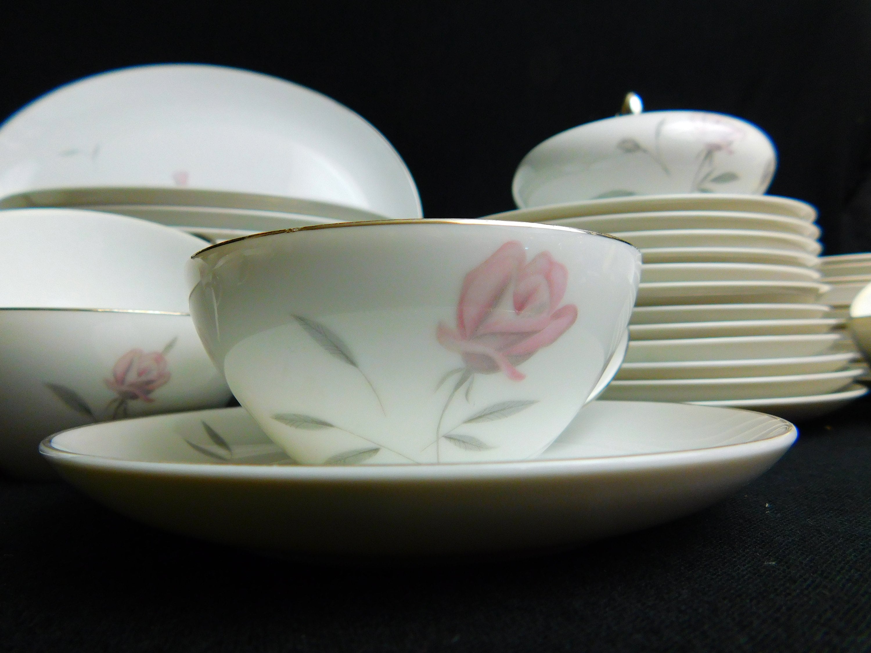 Vintage Mikasa Rosina Fine China Dinnerware Set: 97-piece Pink