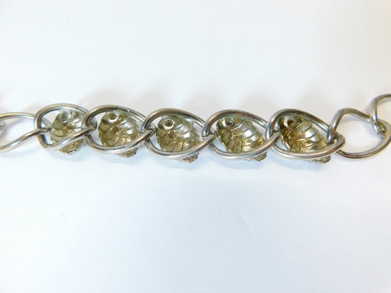 Vintage pine cone link bracelet,silver tone pine … - image 4