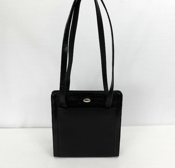 Mulberry Vintage Black Pebble Leather Flap Studs Slim Crossbody Bag EUC!