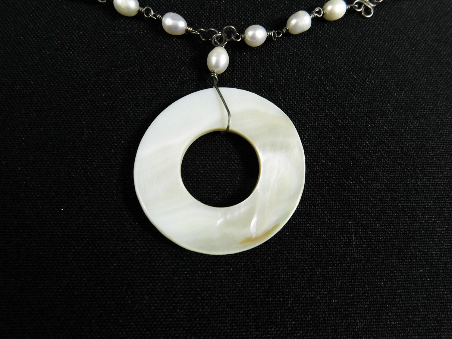 Collier Vintage Perles Nacrées Et Argent Massif - Ancien - Occasion