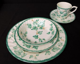 Vintage International Tableworks Country Vine china, Green Ivy china, Made in England, service for 4 plus extras, 40 pieces