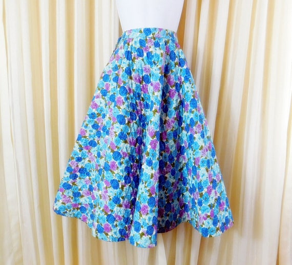 Vintage 1950s Circle Skirt, Full Skirt, Floral Ski