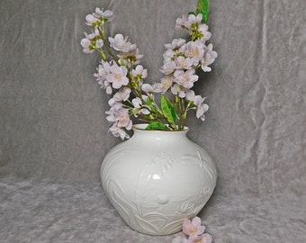 Vintage Pfaltzgraff American Artware Water Garden,Bone China Vase, Dragonfly Embossed Vase,Free Shipping