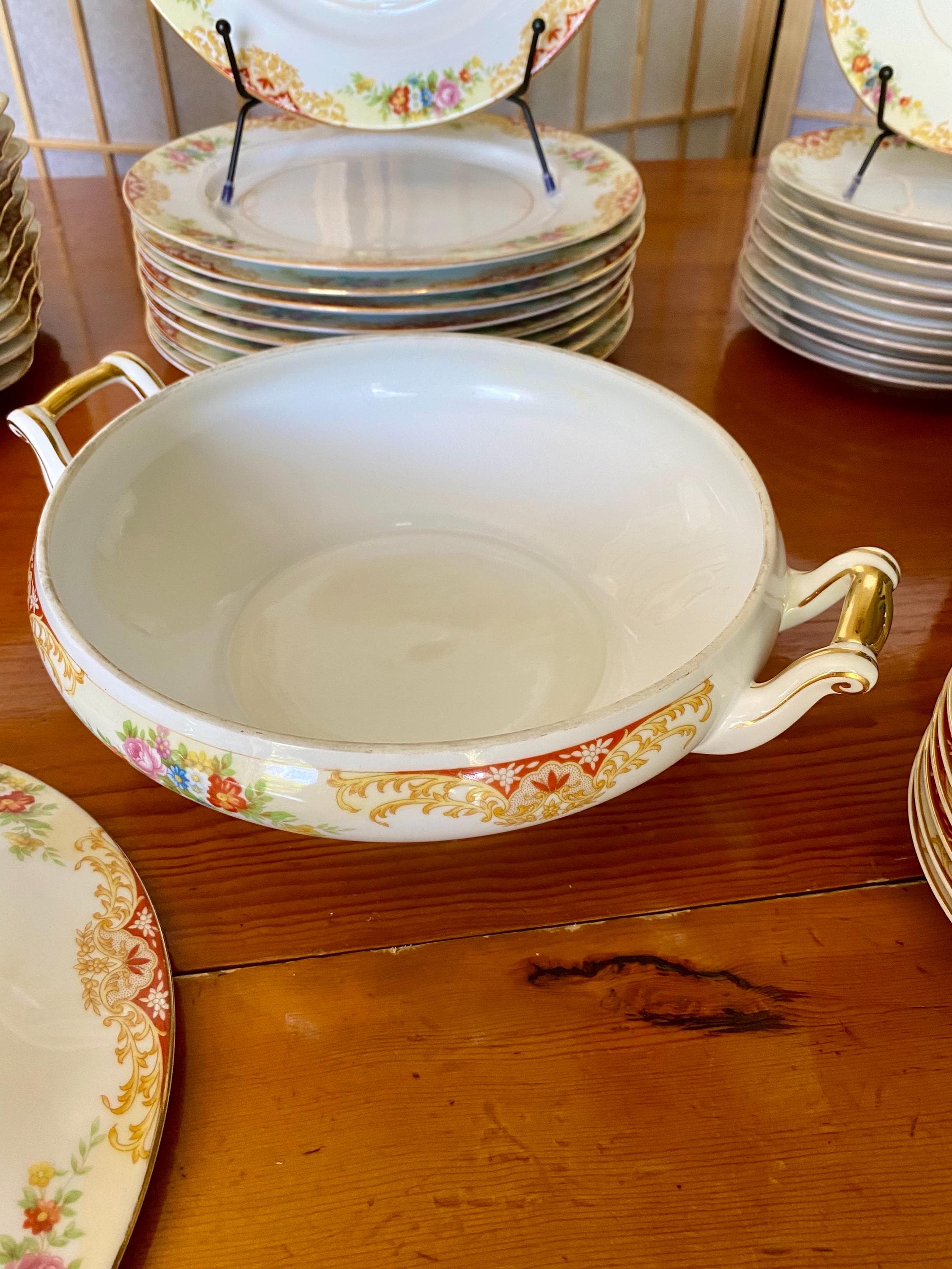 Vintage 1940s Noritake Imperial China Set: Floral Plates & Serving