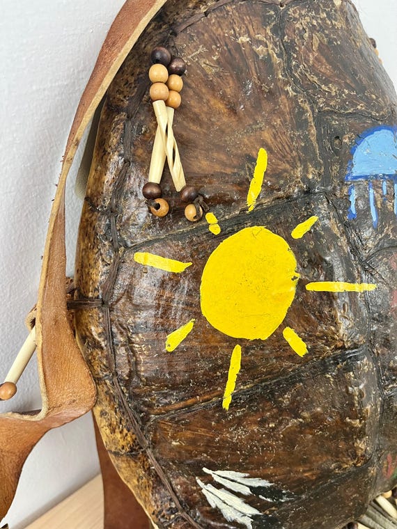 Authentic Native American Painted Turtle Shell Sa… - image 3