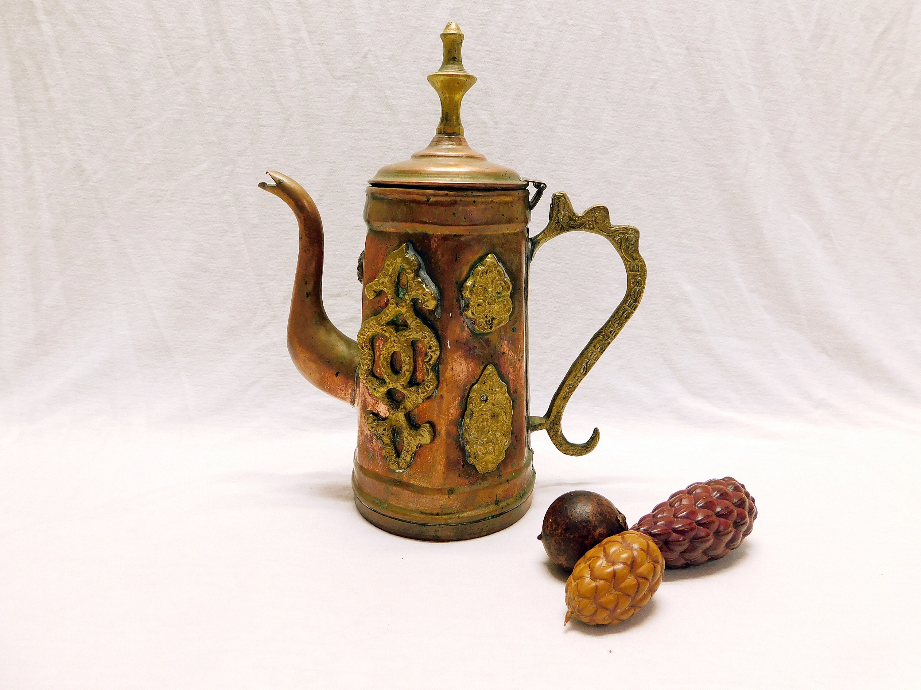 777 鉄道開通80年記念/金属製壺/激レア/蔵出し骨董/レトロ/アンティーク ヴィンテージ モロッコ トルコ ミックスメタル ハンドメイド 銅＆真鍮