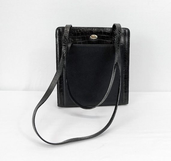 Women's Medium Size Handbag - Dangle Puff / Double Handles / Black