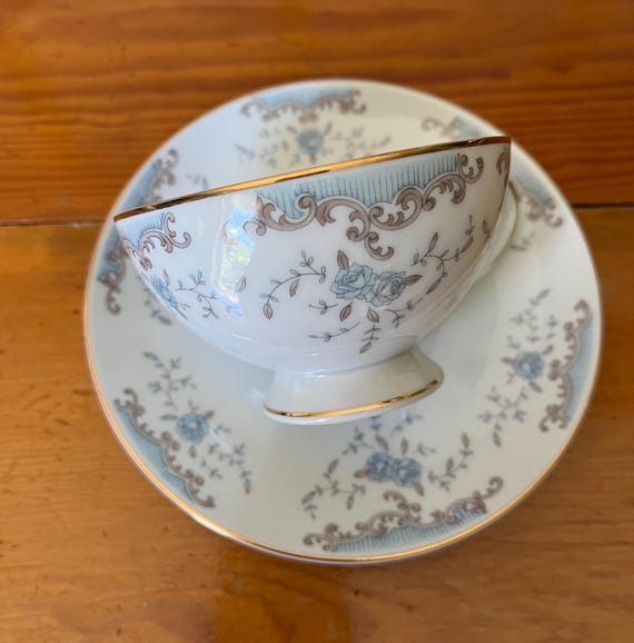 Imperial China Seville 5303 by W Dalton Blue Roses Grey