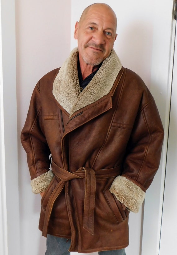 LOUIS VUITTON COAT LONG SHEEPSKIN LEATHER JACKET T 50 L SHEARLING COAT Brown  ref.849061 - Joli Closet