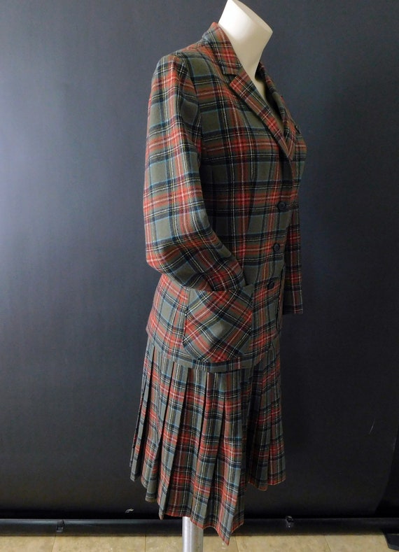 Vintage 70s Pendleton wool tartan 2 piece skirt s… - image 7