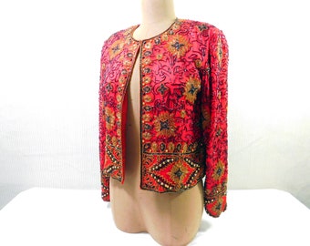 Papell 'Boutique' evening '1994' red chiffon evening opening jacket