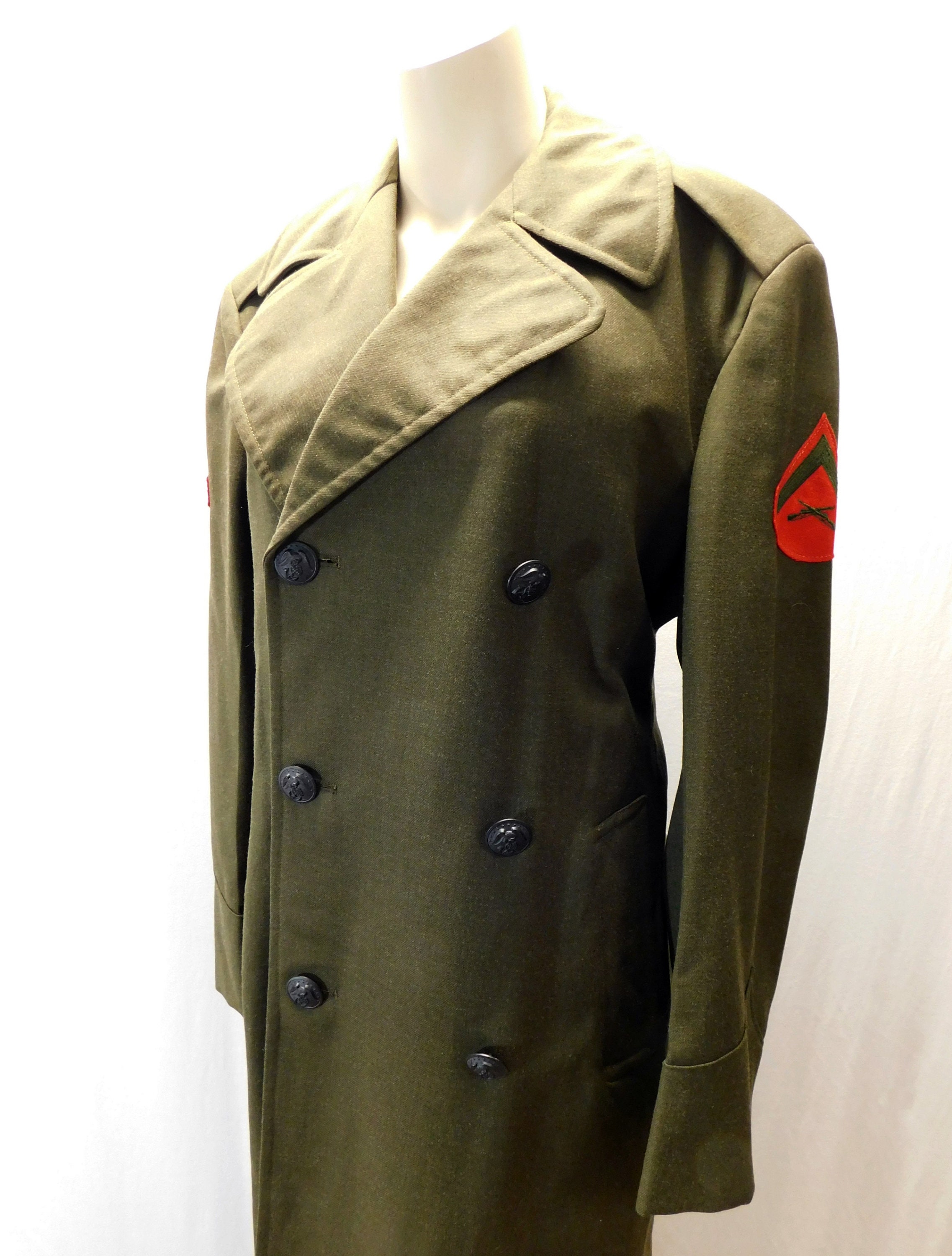 Vintage Military Marine Corps Wool Overcoat, Dress Coat Vintage Military Marine Corps Wool Overcoat, Dress Coat