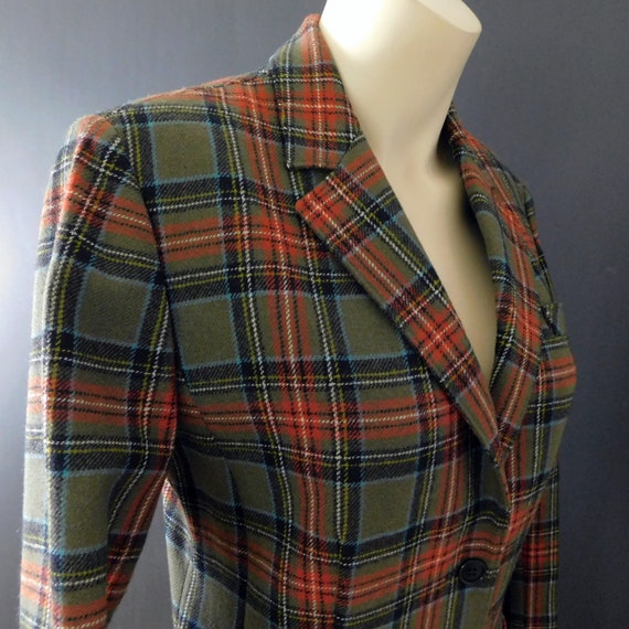 Vintage 70s Pendleton wool tartan 2 piece skirt s… - image 1