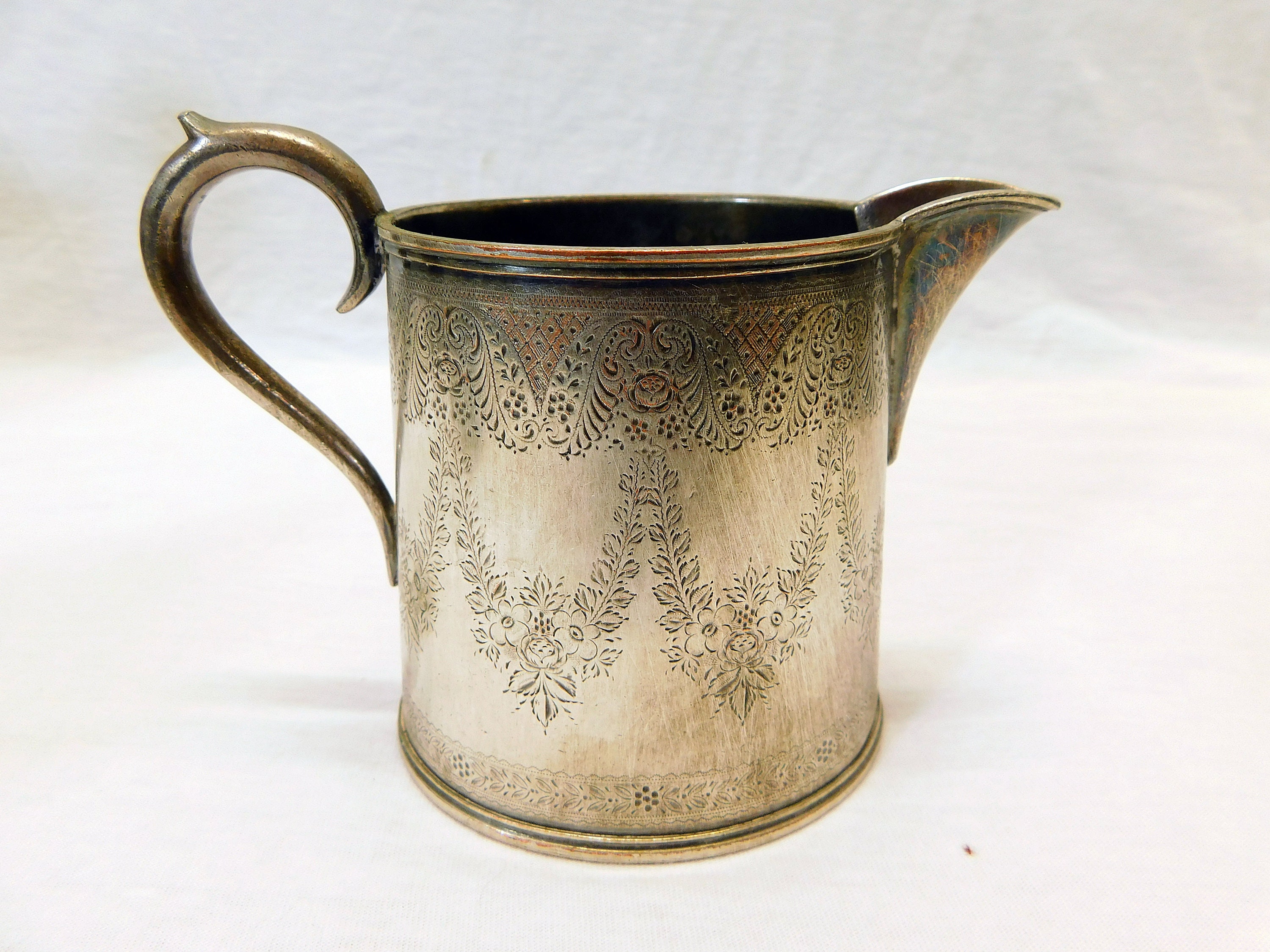 Antique Barker Ellis Silver Plated Tea Coffee Set: Etched Floral