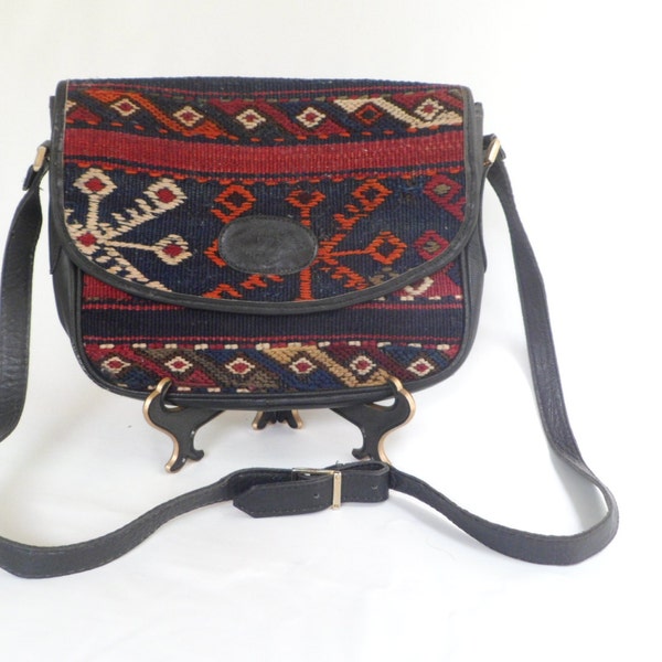 Vintage Kilim and leather purse