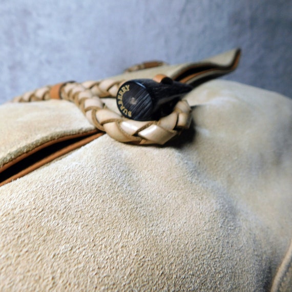 Vintage Burberry Haymarket Tan Suede Leather Brai… - image 5