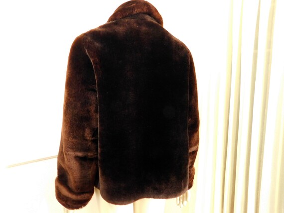 Vintage 50s mouton fur short evening jacket,dark … - image 4