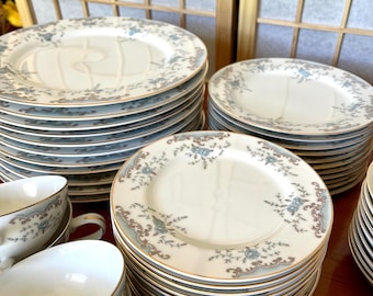Imperial China Seville 5303 by W Dalton Blue Roses Grey