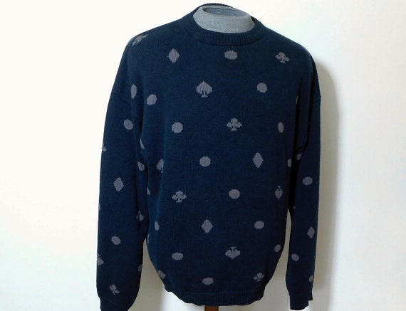 Vintage Perry Ellis crew neck Cotton sweater blac… - image 1