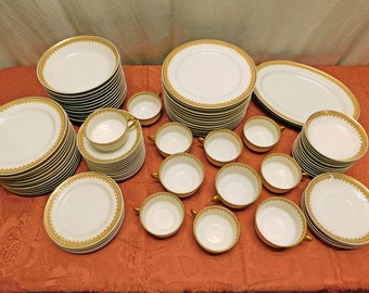食器　HAVILAND Antique Haviland Limoges China: Gold Trim Dinnerware
