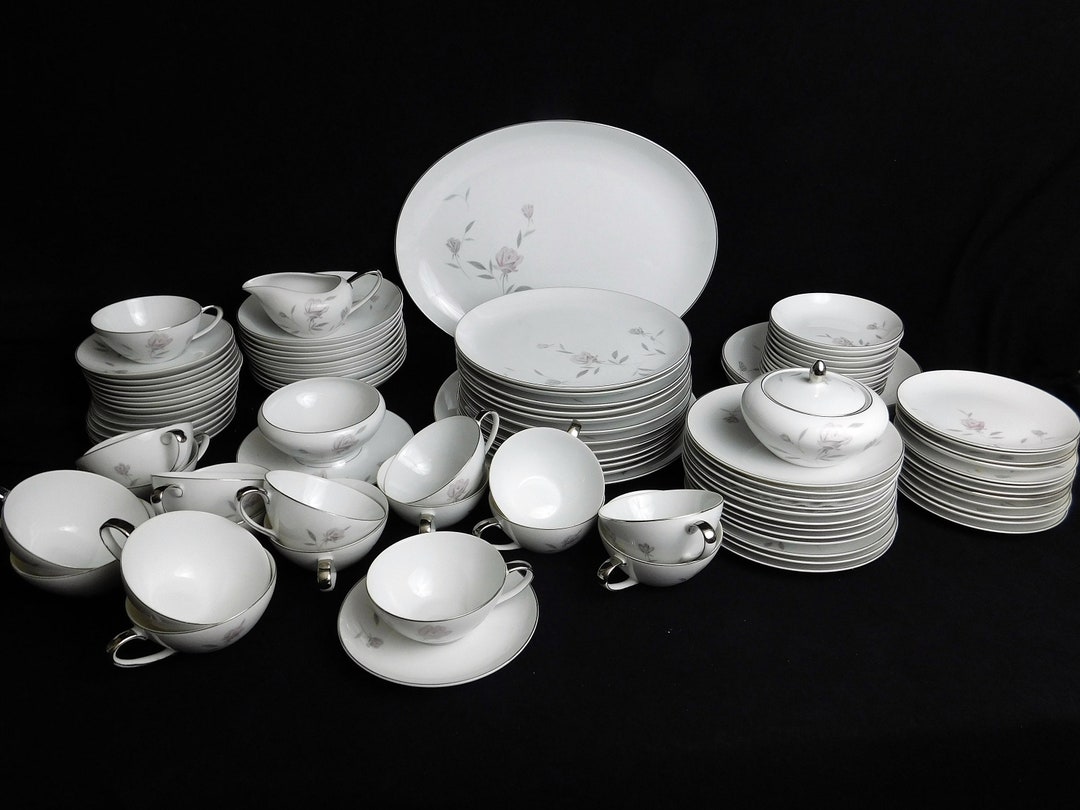 Vintage Mikasa Rosina Fine China Dinnerware Set: 97-piece Pink