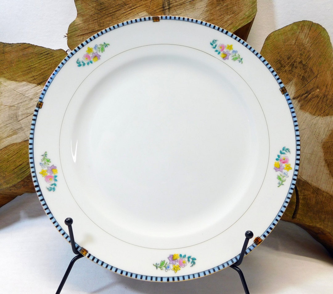 Antique Noritake Sheridan China Set, Circa 1920s, Blue and Black Rim