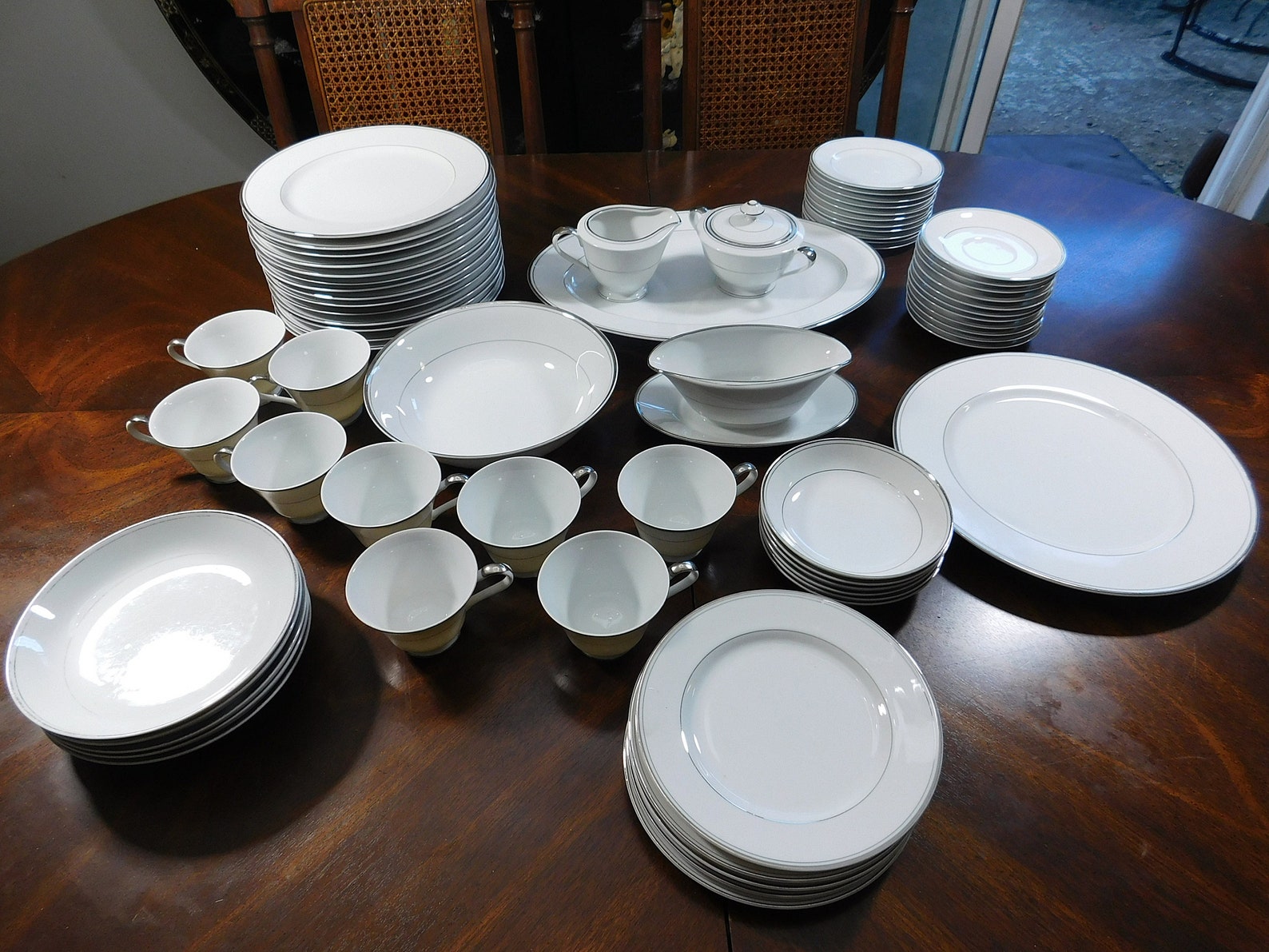 Vintage MCM White and Platinum Fine Bone China, Imperial China by W