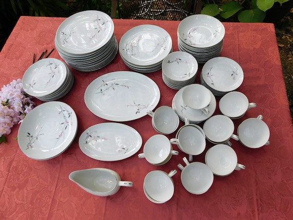Vintage Cherry Blossom Fine China, Japan Dinnerware, White
